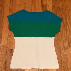 Coldwater Creek cap sleeve teal/green/white top